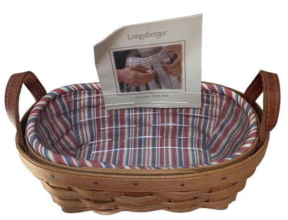 Longaberger Other - Longaberger 2004 Knick Knack Basket Set Liner Protector Leather Handles